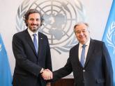 Canciller Santiago Cafiero con Secretario General de la ONU António Guterres, en sede Nueva York