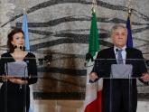 Cancilleres Diana Mondino y Antonio Tajani