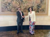 Secretaria Cecilia Todesca Bocco y ministro de Comercio, Industria y Competencia de Sudáfrica Ebrahim Patel