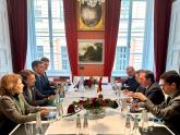 Canciller Mondino y Ministro de Asuntos Exteriores, Unión Europea y Cooperación del Reino de España, Manuel Albares Bueno