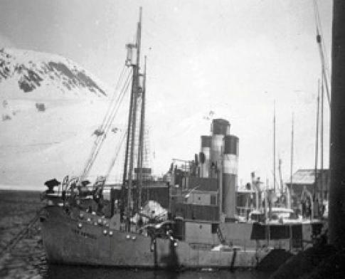  Barcos arponeros de la CAP en Grytviken, con la bandera argentina en las chimeneas