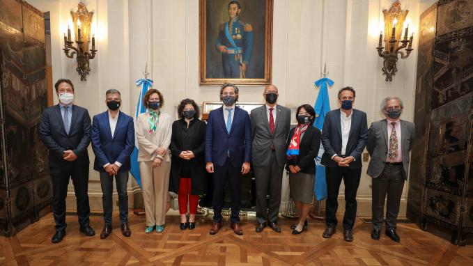 Reunión en la Cancillería de los ministros Juan Zabaleta, Carla Vizzotti, Santiago Cafiero y Gabriel Katopodis con la ONU