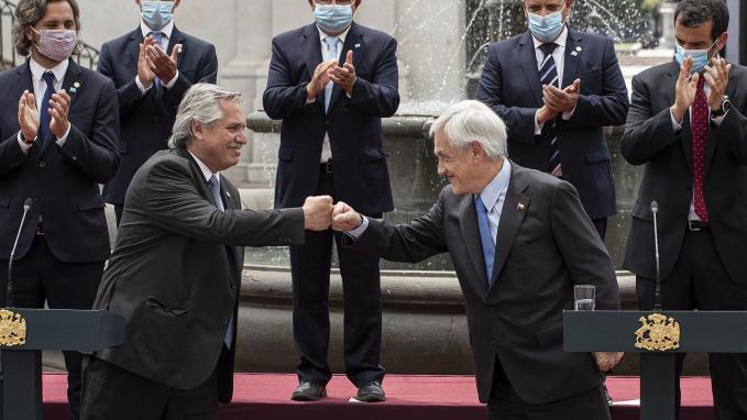 Canciller Cafiero, Presidente Fernández y Presidente Piñera