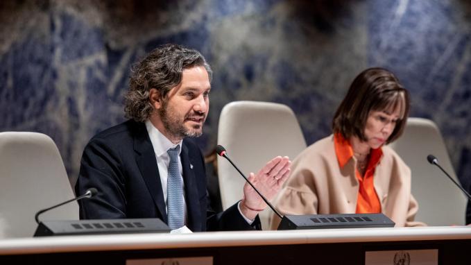 Canciller Santiago Cafiero en Conferencia de Desarme en sede Naciones Unidas, Ginebra