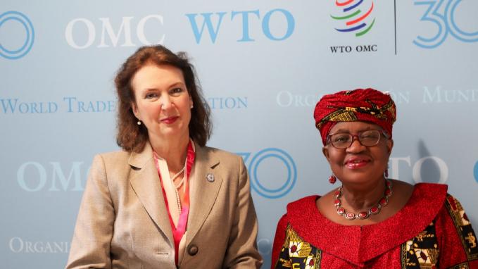 Mondino con Directora General de la OMC, Ngozi Okonjo-Iweala