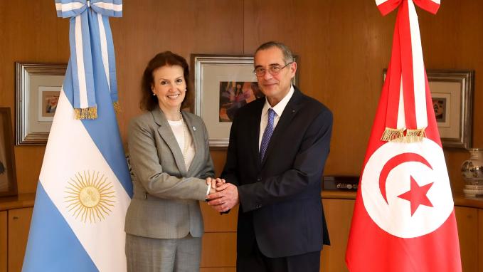 Foreign Minister Diana Mondino and the Ambassador from the Republic of Tunisia to Argentina, Mohamed Ali Ben Abid 11-06-24