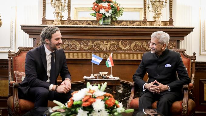 Cancilleres Santiago Cafiero y Subrahmanyam Jaishankar