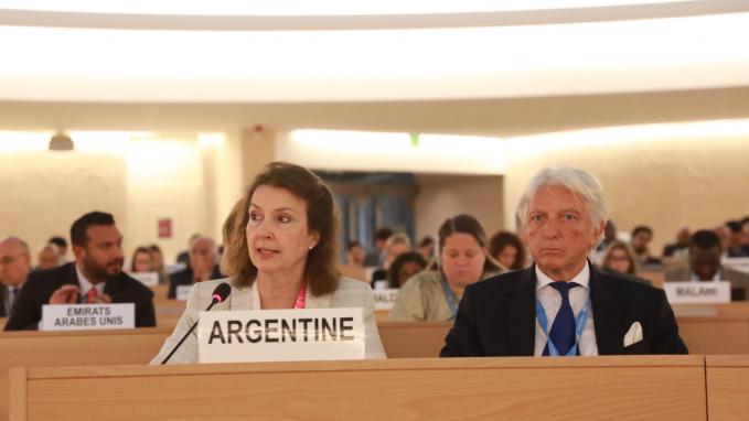 La Canciller Mondino arribó a Ginebra y habló sobre Venezuela en la sede de Naciones Unidas 