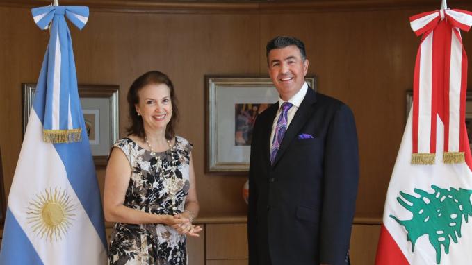 Mondino con el Embajador de la República Libanesa Johnny Ibrahim