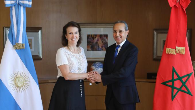 Mondino junto al embajador de Marruecos, Fares Yassir