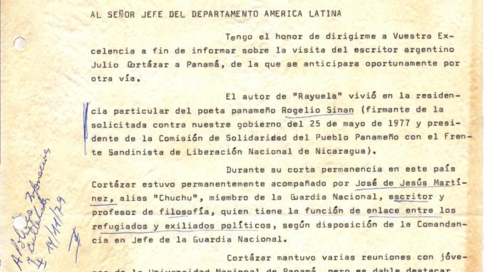 Nota enviada por la Embajada en Panamá al departamento de América Latina (1)